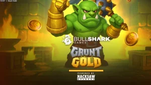 Tampilan visual slot Grunt Gold dengan tema orc dan peti harta karun
